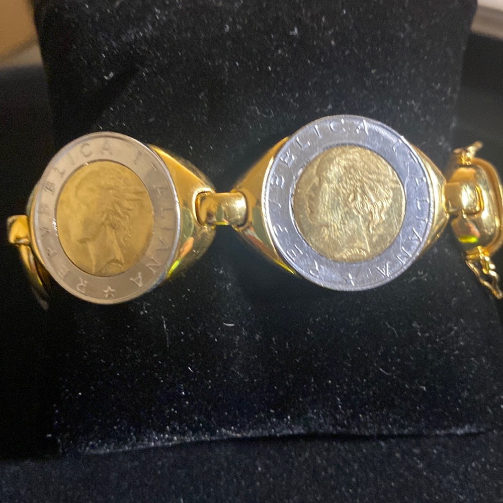 Milor bronze with gold wash lira bracelet with magnetic clasp and double lock
